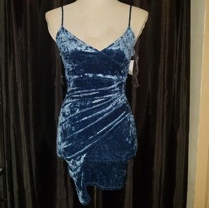 Blue crushed velvet dress